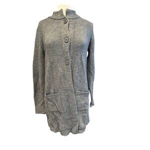 Gio & Gio Womens Gray Button-Up Cardigan Sweater Size M Acrylic & Merino Wool Ma